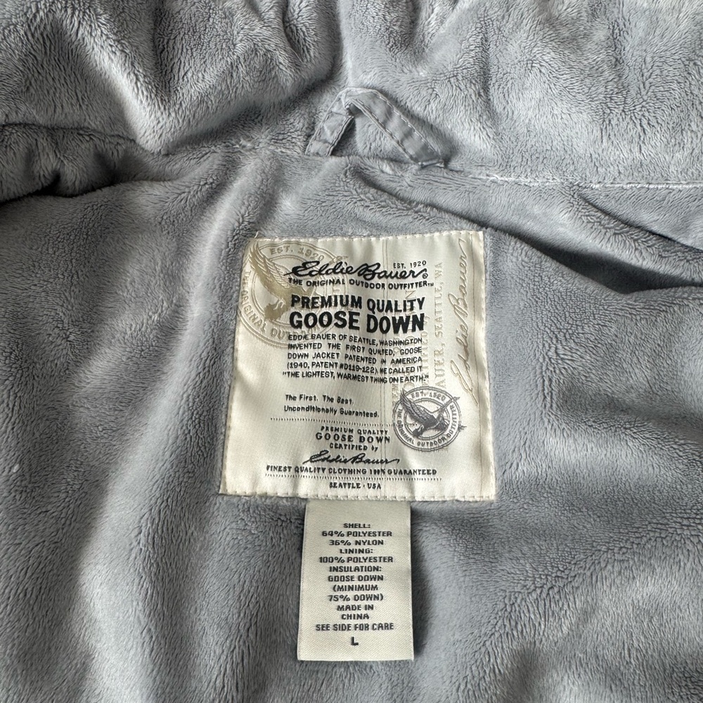 Eddie Bauer Light Gray Goose Down Jacket - image 3